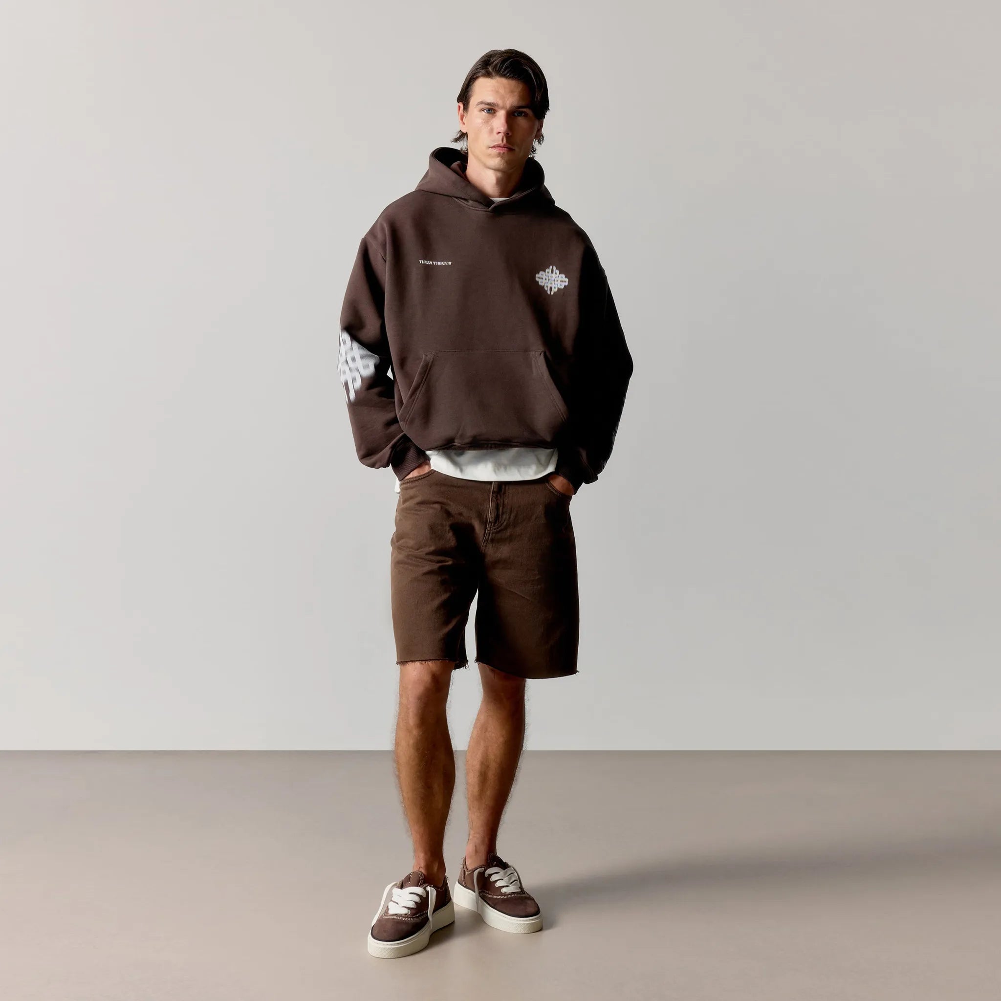 The Couture Club Motion Blurred Emblem Brown Hoodie